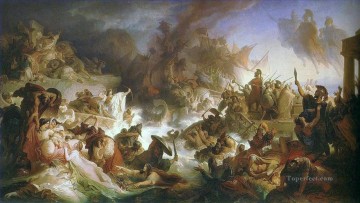  1868 Obras - Kaulbach Wilhelm von Die Seeschlacht bei Salamis 1868 Batalla naval